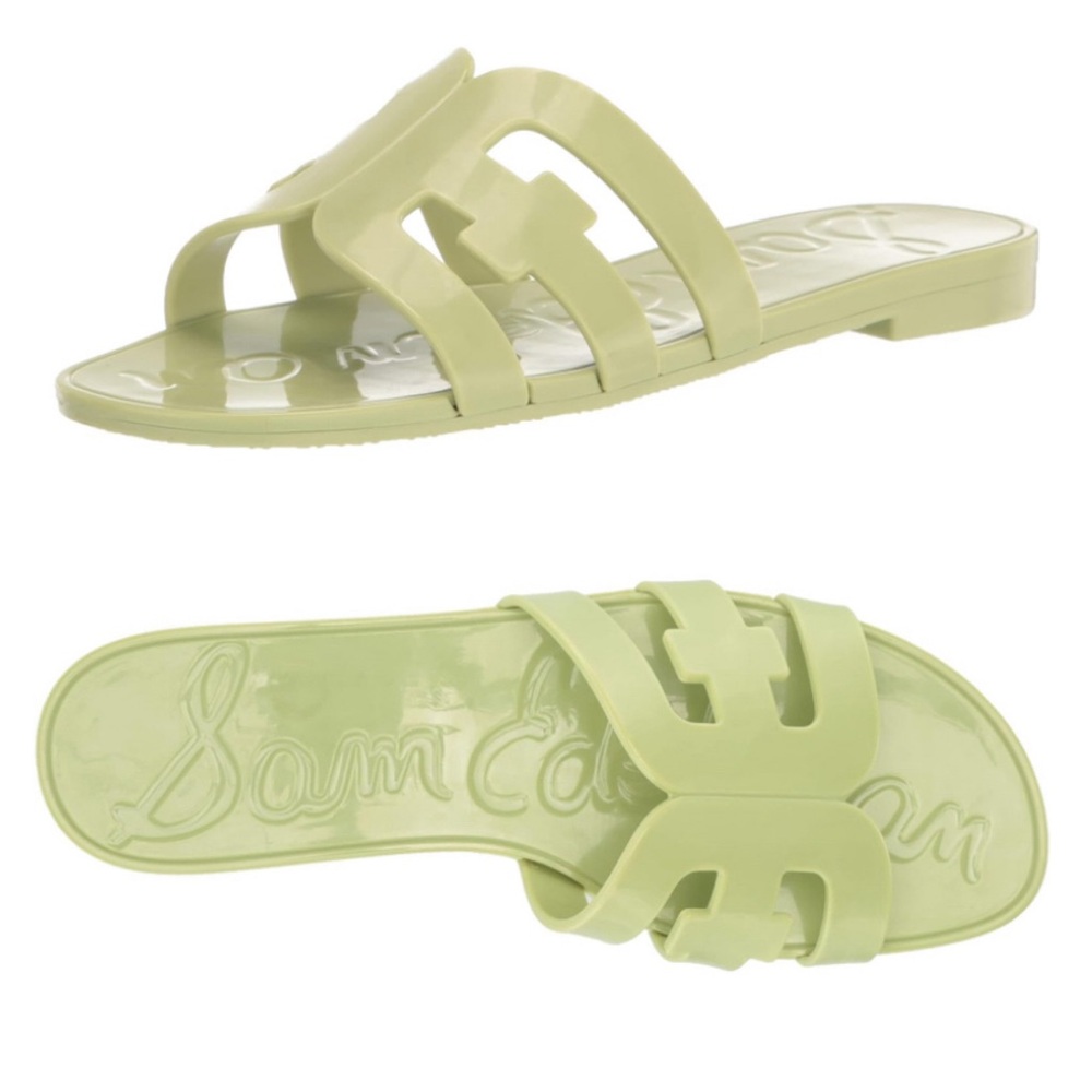 Sam Edelman Womens Bay Jelly Slide Sandal in Green Summer Pear Jelly Color